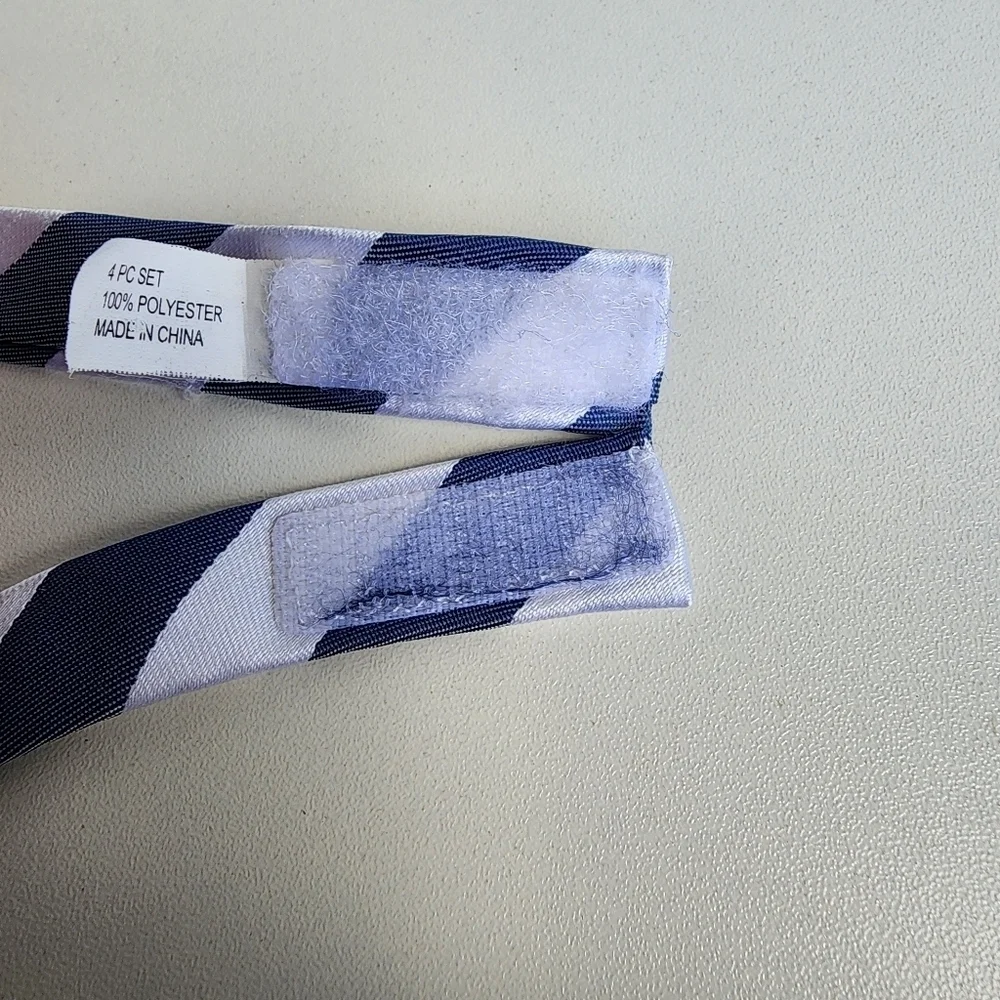 Blue White Striped Toddler Boys Bow Tie 4